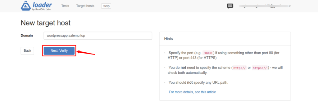 verify the site - Website Load Testing