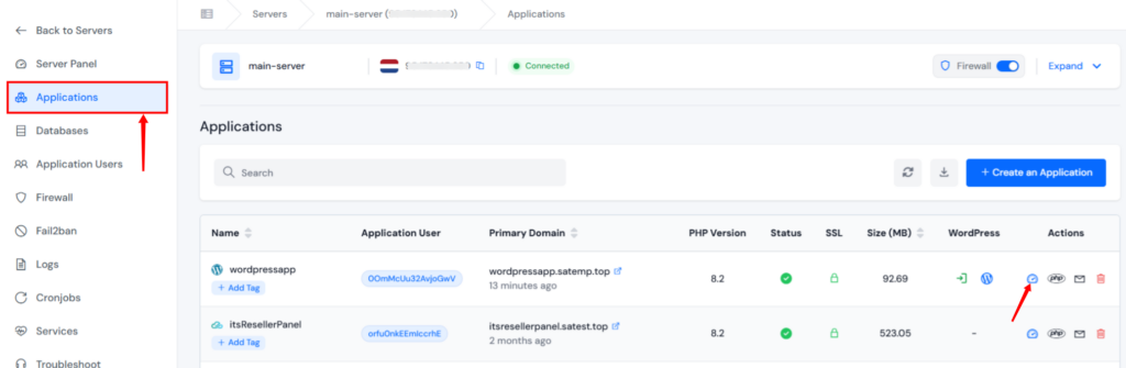 application dashboard - Website Load Testing
