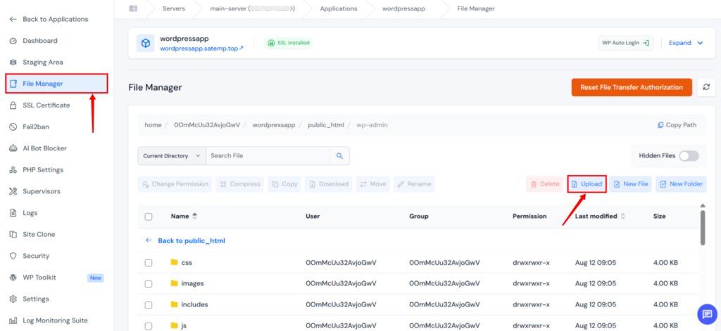go to file manager - Website Load Testing