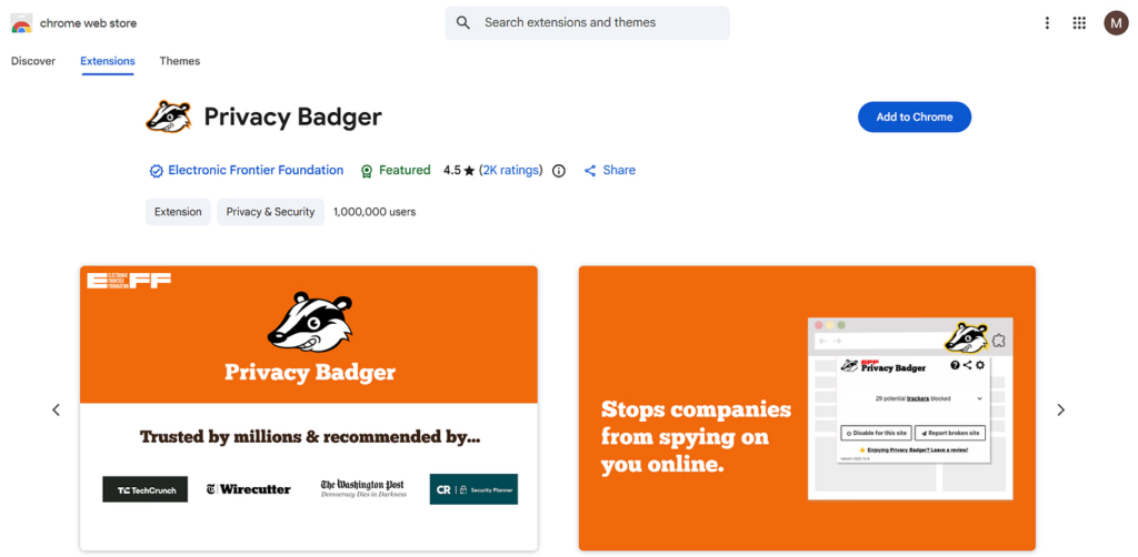 Privacy Badger - Chrome Privacy Extensions