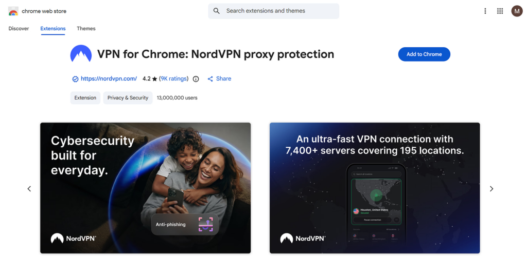 NordVPN - Chrome Privacy Extensions