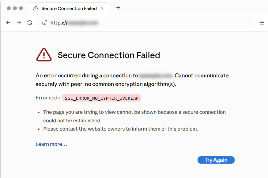 SSL_ERROR_NO_CYPHER_OVERLAP on web page