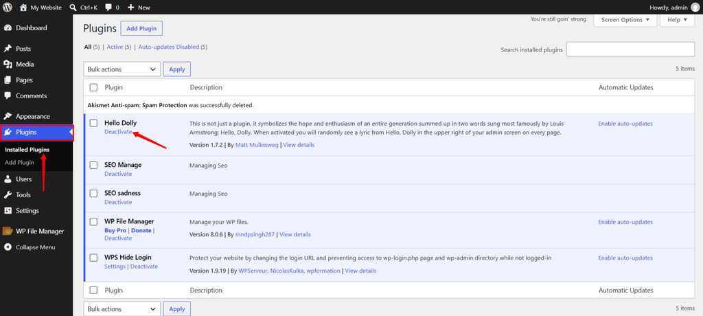 deactivate plugin - 429 Too Many Requests Error