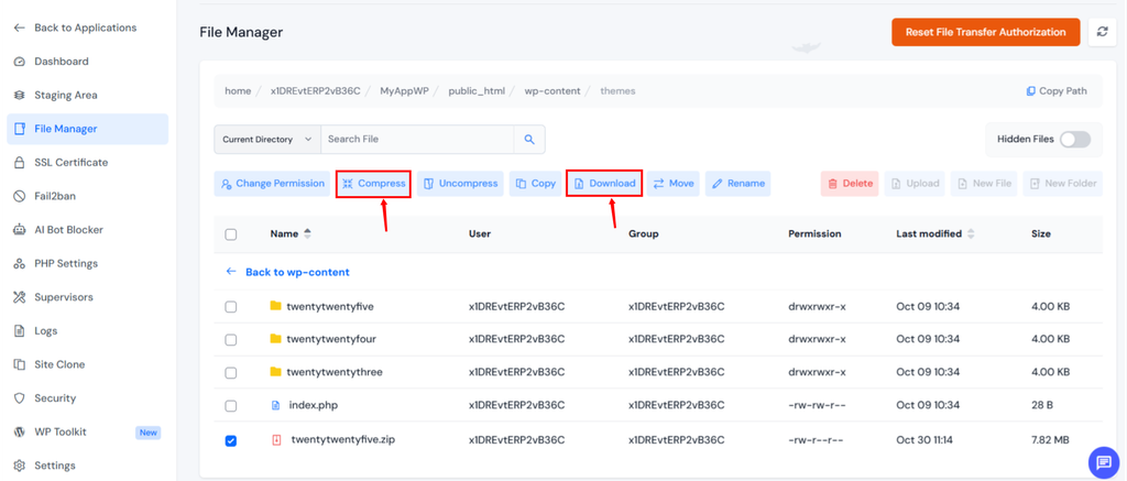 Compress and Download with ServerAvatar
